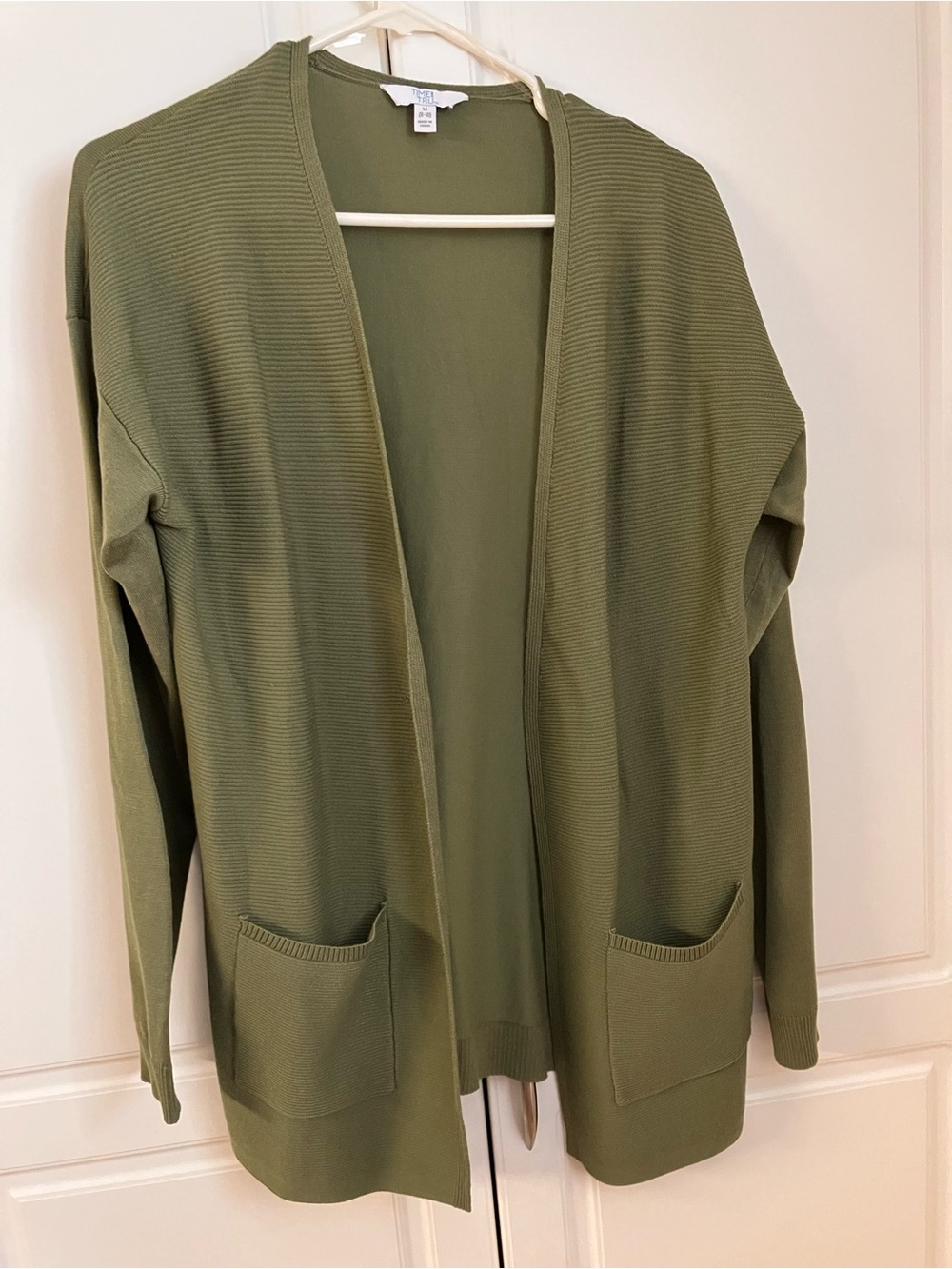 Olive colored Open-Front Cardigan Sweater